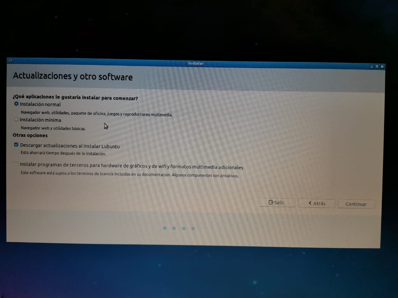 Procedimiento de instalación de Windows.