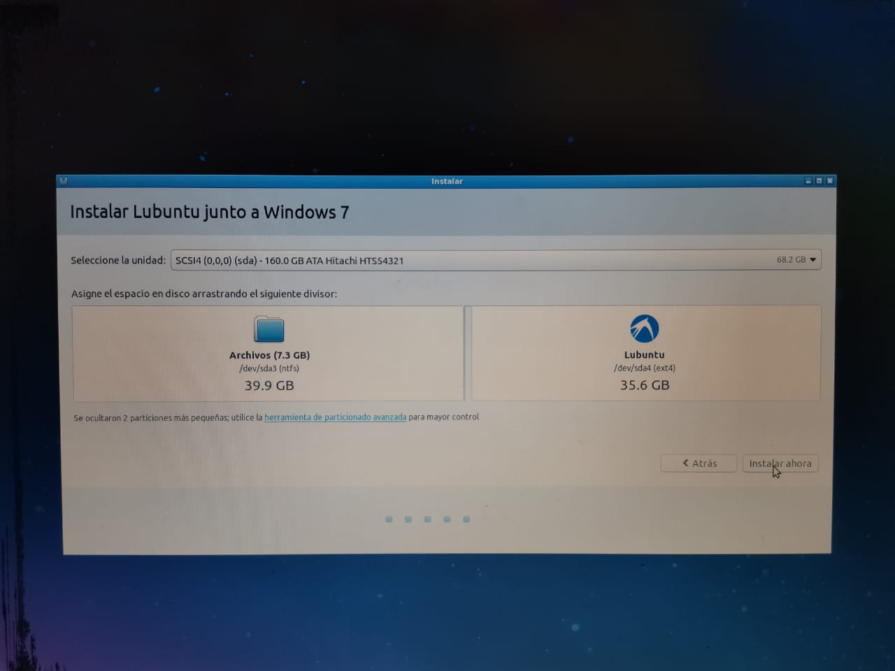 Procedimiento de instalación de Windows.
