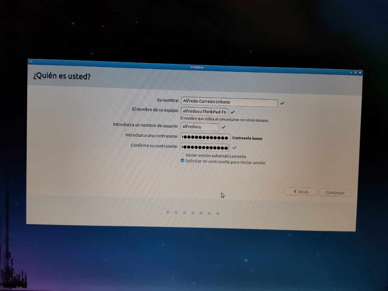 Procedimiento de instalación de Windows.