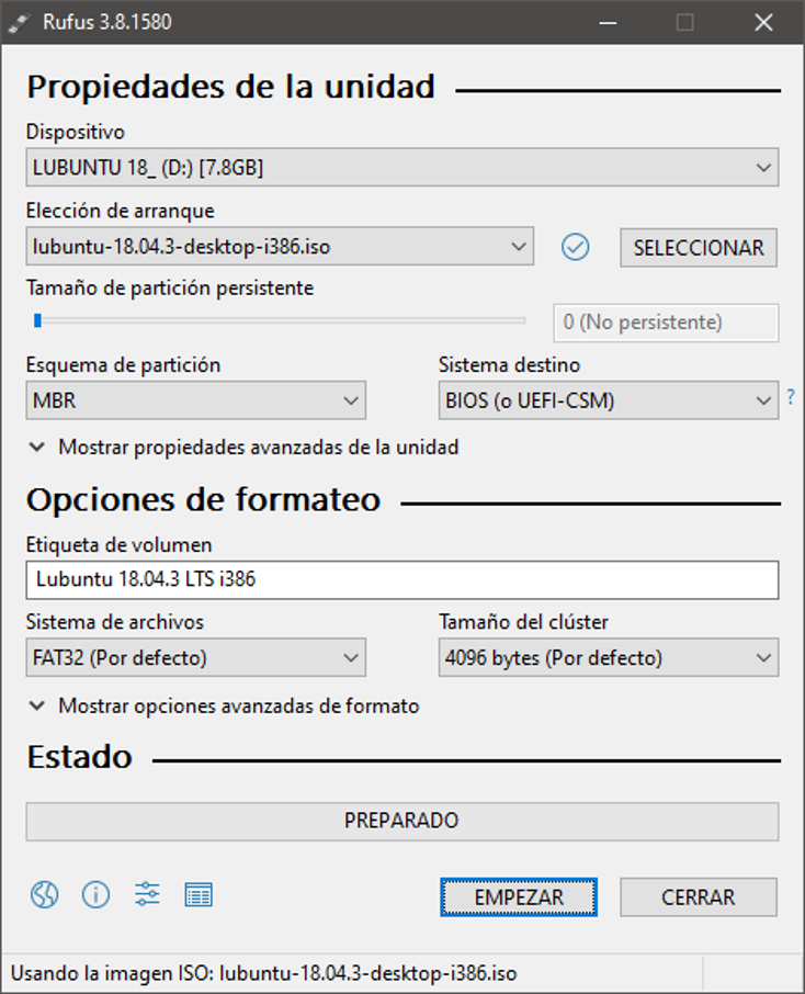 Procedimiento de instalación de Windows.