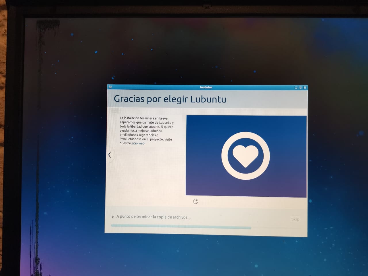 Procedimiento de instalación de Windows.