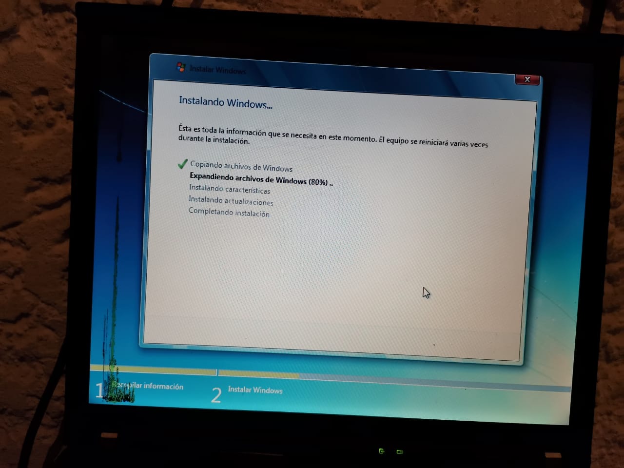 Procedimiento de instalación de Windows.