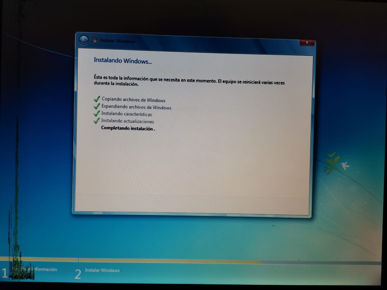 Procedimiento de instalación de Windows.