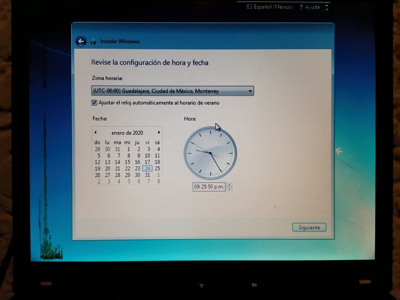 Procedimiento de instalación de Windows.