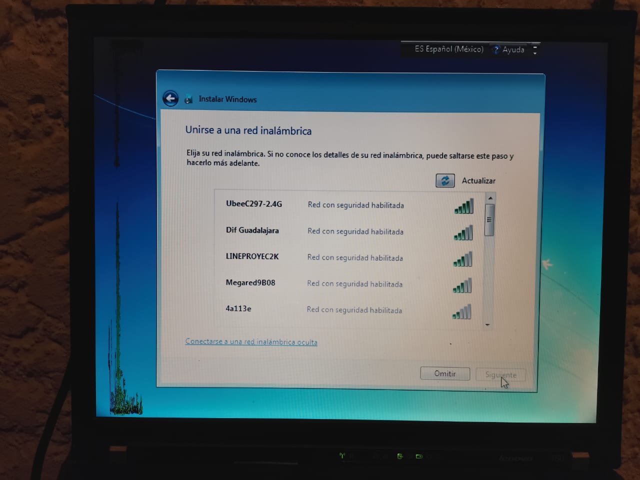 Procedimiento de instalación de Windows.