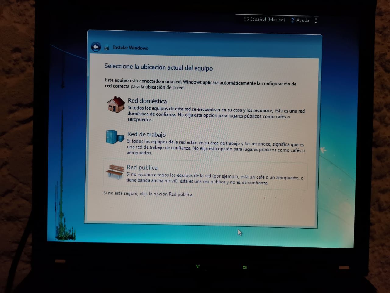 Procedimiento de instalación de Windows.