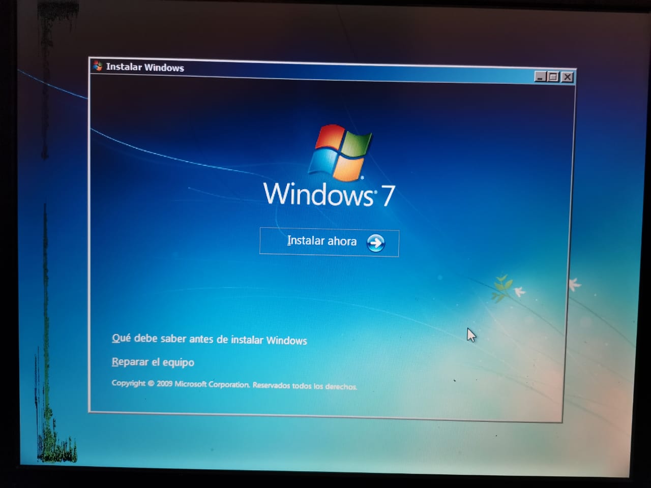 Procedimiento de instalación de Windows.
