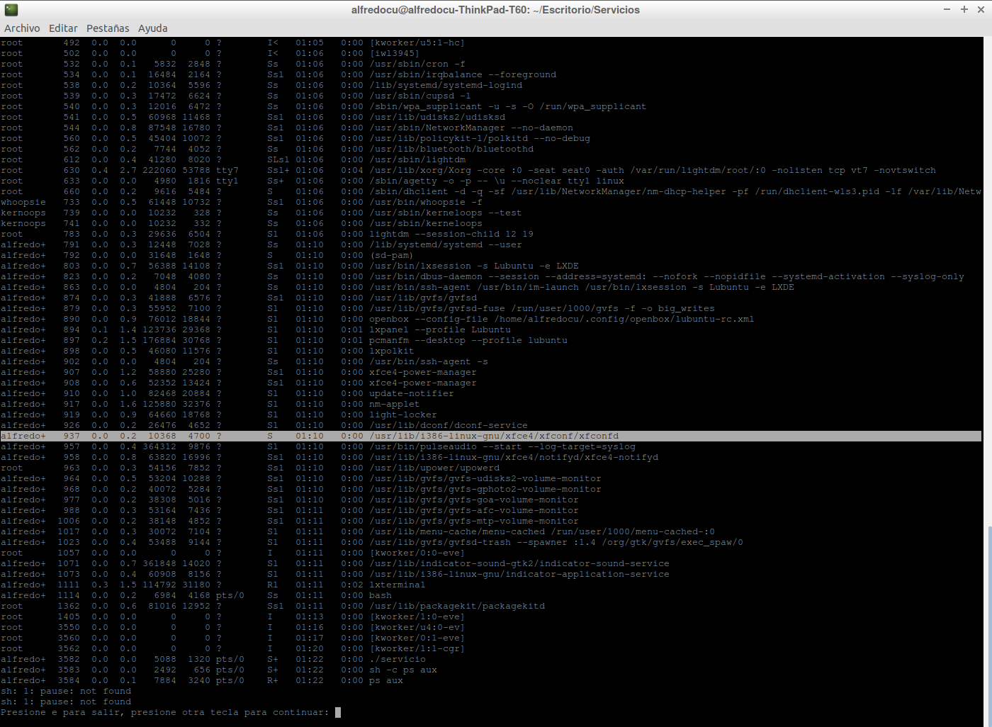 Prueba en Linux del programa.
