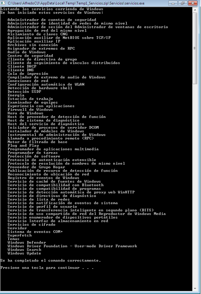 Prueba en Windows del programa.