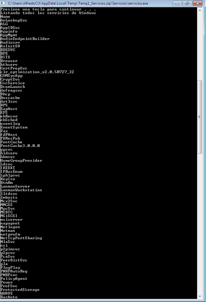 Prueba en Windows del programa.