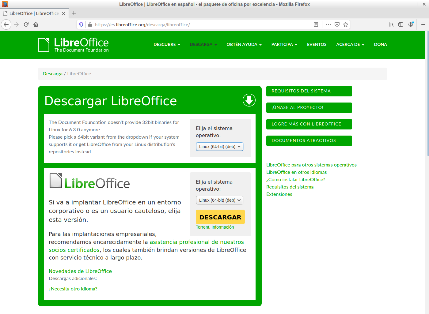 Instalar LibreOffice en Windows y el Linux.