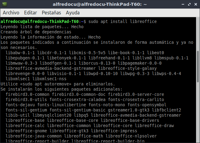 Instalar LibreOffice en Windows y el Linux.