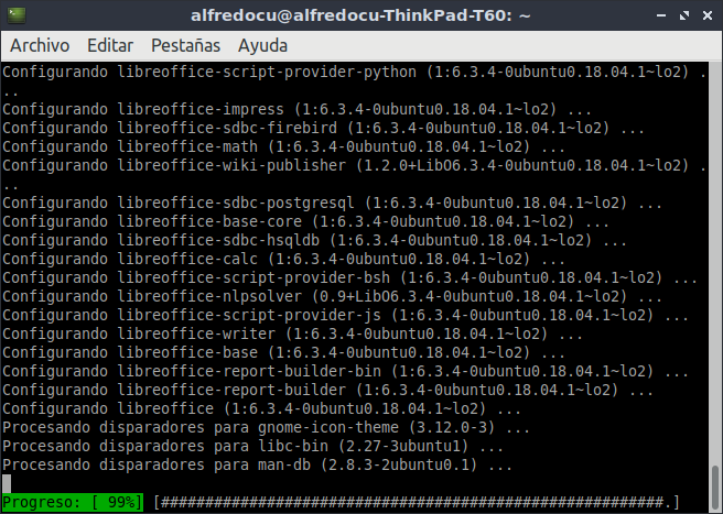 Instalar LibreOffice en Windows y el Linux.