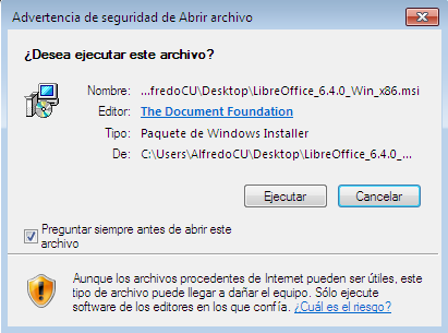 Instalar LibreOffice en Windows y el Linux.