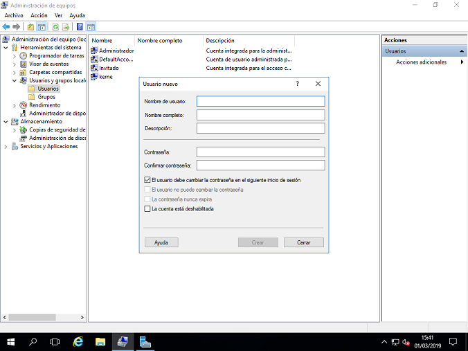Usuarios en Windows Server