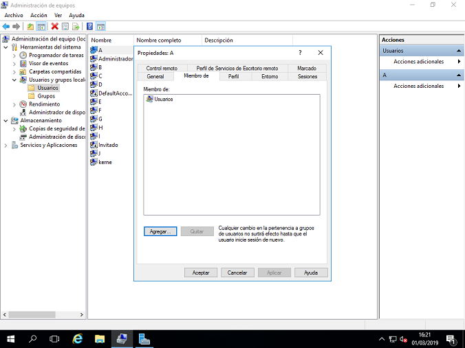 Usuarios en Windows Server